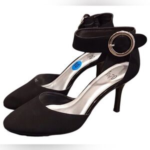 New Impo Tustin Women's Black Suede Ankle Strap Heels‎ Pump Size 10M